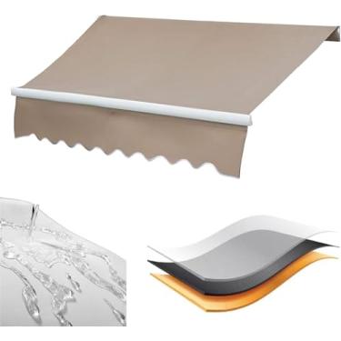Imagem de Toldo Retrátil, Abrigo De Cobertura De Toldo Retrátil Manual Ao Ar Livre, Sombra Solar Do Pátio Poliéster Resistente à água, Toldo Do Pátio Externo Sombra Do Sol Retrátil, Brown, (22.9x9.8ft)7x3m