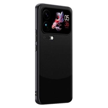 Imagem de HAOMRIYL Capa fina para Xiaomi 17 Pro Max/17 Pro/17, capa de couro leve fina emenda cor textura proteção negócios à prova de choque, preto, 17