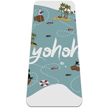 Imagem de REJOON Tapete de ioga de navio pirata de desenho animado grosso antiderrapante tapetes de ioga para mulheres e meninas tapete de exercício macio de pilates