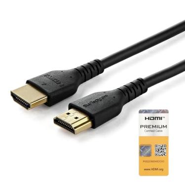 Imagem de StarTech. Cabo HDMI 2.0 com certificado premium de 1 m com Ethernet UHD 4K 60Hz HDR – Cabo HDMI resistente M/M de 91 cm com fibra de aramida – TPE – Monitores, TVs e monitores Ultra HD (RHDMM1MP)