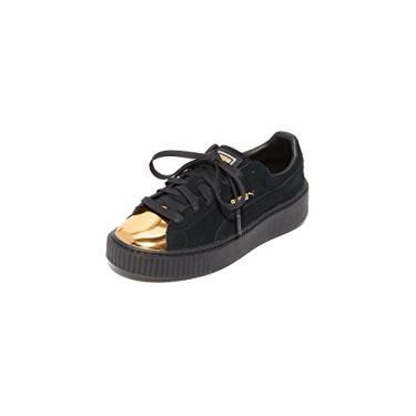 Imagem de PUMA Tênis feminino de camurça plataforma dourado moderno, Preto, 38