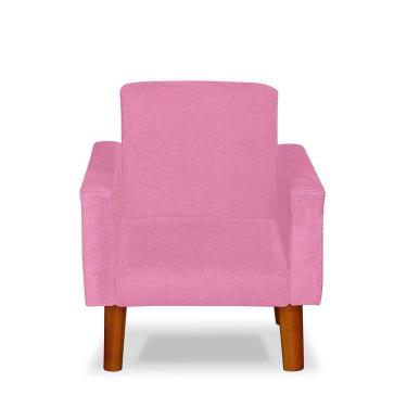 Imagem de Mini Poltrona Cadeira Infantil Nina De Criança Suede Rosa Pés Palito