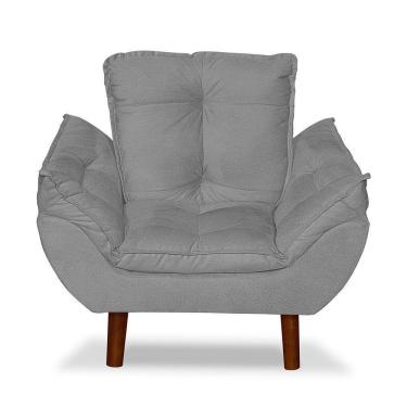 Imagem de Mini Poltrona Cadeira Infantil De Criança Suede Cinza Claro Pés Palito