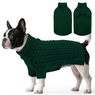 Imagem de SAWMONG Suéter para cães, suéteres para cães médios, meninas, meninos, pulôver de malha de gola rolê, roupas para animais de estimação para clima frio (verde, médio