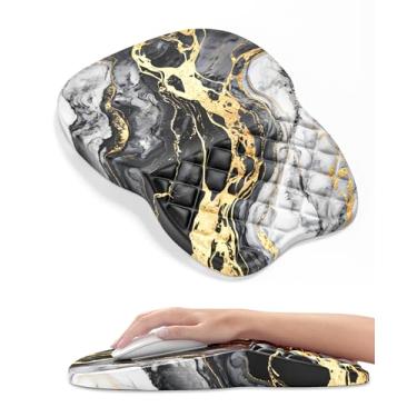 Imagem de Auhoahsil Mouse pad ergonômico com descanso de pulso, tapete de mouse de computador inclinado confortável com suporte de pulso, enchimento de espuma de memória, base de silicone antiderrapante, alívio