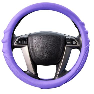 Imagem de FH Group Capa de volante de silicone de ajuste universal com aderência e padrão para a maioria dos carros, SUVs, caminhões e vans roxo