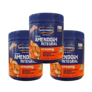 Imagem de Kit 3 Pastas de Amendoim Integral CREAMY 450g Santa Helena