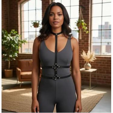 Imagem de Harness Arreio Elástico Cinto Duplo Gargantilha Elástica Plus Size - A