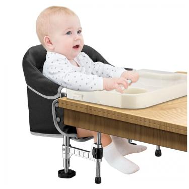 Imagem de Cadeira de Alimentação Portátil com Encaixe em Mesa e Bandeja, Toogel, Preto