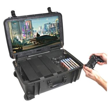 Imagem de Estação de game portátil, com monitor. Console e acessórios não incluídos, CASE CLUB, Preto