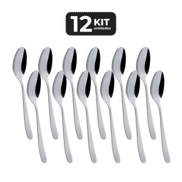 Imagem de Kit 12 Colher De Sobremesa Inox Acabamento Brilho