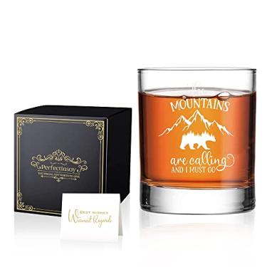 Imagem de Perfectinsoy The Mountains Are Calling And I Must Go Whiskey Glass, Unique Gift Idea for Outdoor Mountaineering Enthusiasts, Birthday Gift Idea for Him, Dad, Grandpa, Uncle, Husband