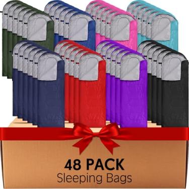 Imagem de Macarrie 48 sacos de dormir de acampamento de 0 graus a granel para adultos 4 estações sacos de dormir para clima quente e frio com saco de compressão, leve, portátil, à prova d'água para mochilão