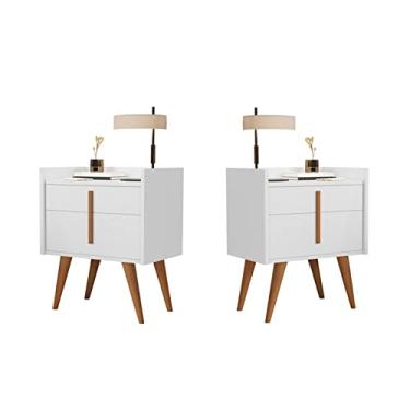 Imagem de Kit 2 Mesas De Cabeceira Quarto Retrô Decorativa Canto Lateral - Davi GB Plus Cor: Branco