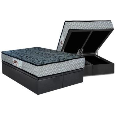 Imagem de Cama Box Baú Queen Kit com Colchão Ortopédico Espuma Suede Gray 158x198 Cinza Paropas