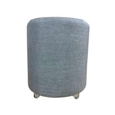 Imagem de Puff Redondo Não É Segredo Linho Cinza Rodinha 40X45