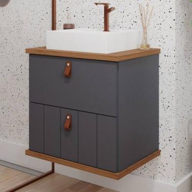 Imagem de Armário de Banheiro Milano 80cm 1 Porta e 1 Gaveta 100% Mdf Titanium/F