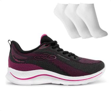 Imagem de Tênis Olympikus Apolis Feminino + 3 Pares de Meias, 37, Preto, Rosa sh