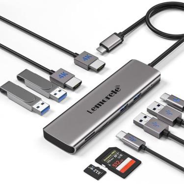 Imagem de Estação de ancoragem para laptop Lemorele Dual HDMI 10 em 1 Hub USB-C