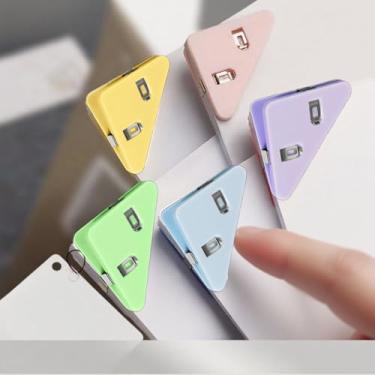 Imagem de Conjunto de fichário triangular de plástico multicolorido, 5 peças, para escritório e escola, clipes de papel coloridos