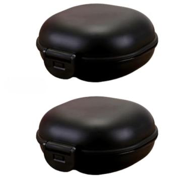 Imagem de Suporte de sabão para chuveiro, 2 peças com tampa, ralo de banheiro, viagem, portátil, saboneteira preta para banheiro