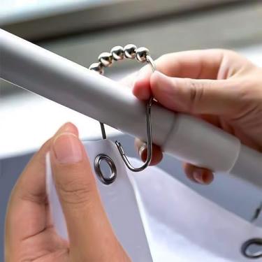 Imagem de Conjunto de 12 ganchos de cortina de chuveiro, ganchos decorativos de aço inoxidável à prova de ferrugem para varões de chuveiro de banheiro, níquel polido