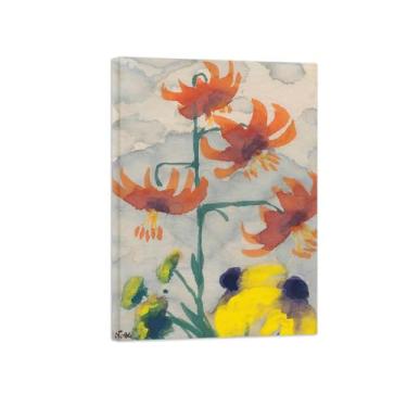 Imagem de BMZFYBS Pôster e impressões em tela de flores vintage - reprodução de pintura de arte de parede famosa - Flores 6 imagens prontas para pendurar tela emoldurada de 90 x 125 cm 35 x 49 pol