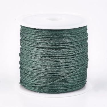 Imagem de Cordão de nylon para pulseiras, 49 metros de 1 mm, cordão de nó chinês, fio de contas, cor verde escuro, cordão decorativo para artesanato para fazer joias de macramê faça você mesmo, tricô