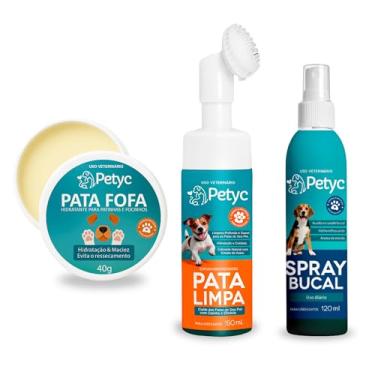 Imagem de Kit PETYC 3 em 1: Espuma Limpa Patas + Hidratante Pata Fofa + Spray Bucal Pet – Cuidados Naturais Para Pets
