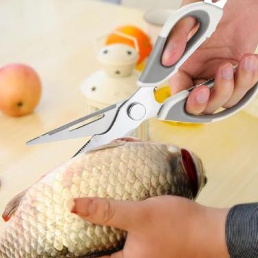 Imagem de Tesouras de cozinha resistentes para carne/aves – tesouras de aço inoxidável destacáveis para alimentos com armazenamento magnético, podem ser lavadas na lava-louças, lâminas de corte de ossos para