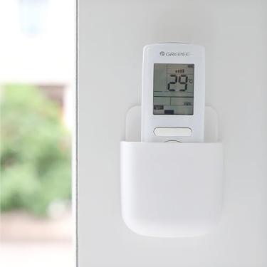 Imagem de Suporte de controle remoto de parede branco nórdico – Suporte de parede remoto adesivo para TV, ar-condicionado e controles remotos de ventilador de teto, organizador de controle minimalista