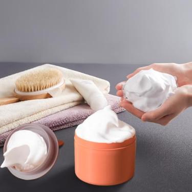 Imagem de Espuma de gel de banho de limpeza facial portátil manual, frasco de espuma de xampu, cama de casa e banho, laranja