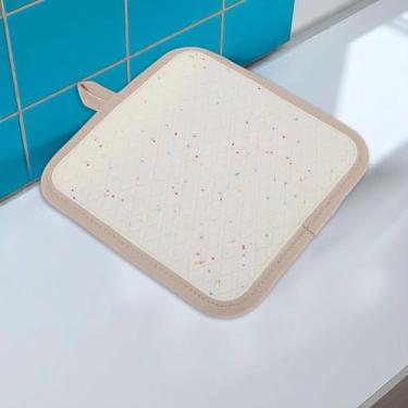 Imagem de Generic 1 suporte de panela com padrão de sarja, almofada quente, quadrado, lavagem à mão, pano de algodão de silicone, bege, 20 x 20 cm