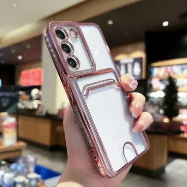 Imagem de Capa transparente tipo carteira para Samsung Galaxy S24 S25 Ultra S23 S22 S21 Plus S20 Fe Note 20 A52 A54 A34 (para S25 Plus/rosa)