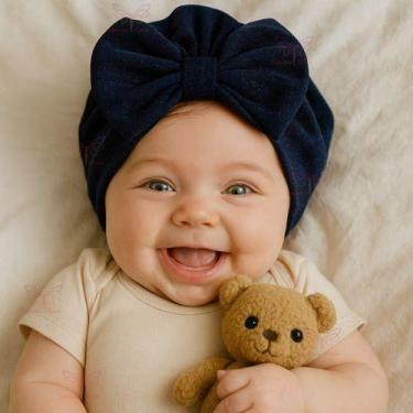 Imagem de Touca Gorro Turbante Com Laço Infantil Bebê Menina Recém Nascida a 06 
