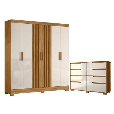 Imagem de Guarda Roupa Casal Valença E Cômoda Georgia Freijó Off White - Moval