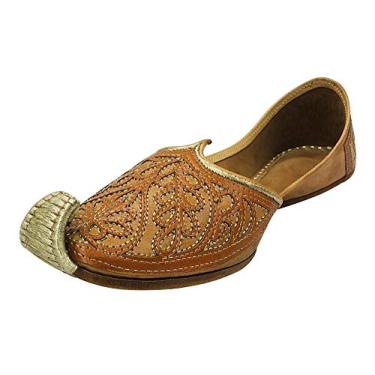 Imagem de Stop n Style Punjabi Tan Jutti Tênis masculino Khussa indiano Mojari paquistanês étnico, Bronzeado, 39
