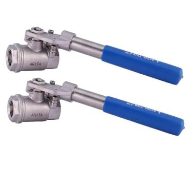 Imagem de ARITA Válvula esférica com manípulo "Deadman" de retorno de mola, 3/10.2 cm, aço inoxidável 304, porta completa 1500PSI para água, óleo e gás, fêmea NPT, 2 UNIDADES