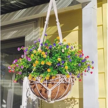 Imagem de Cabide boêmio de macramê, plantador de corda de algodão feito à mão de 89 cm para plantas internas e externas (contas de madeira, decoração de casa e jardim)