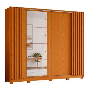 Imagem de Guarda Roupa Jacarandá 4 Espelhos Ripado 1 Espelho Albatroz Cinamomo/off White