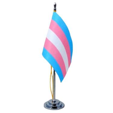 Imagem de Mini Bandeira De Mesa Transgênero Poliéster 15 Cm Mastro