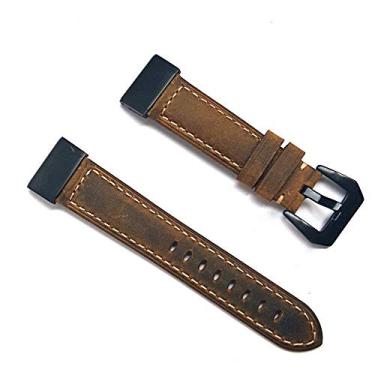 Imagem de TECKEEN Pulseira de couro de para relógio de couro Fenix 5X, Brown, For Fenix 5X