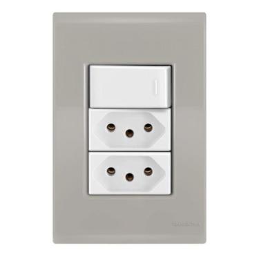 Imagem de 1 Paralelo + 2 Tomadas 20A - Tramontina Liz Fendi / Branco