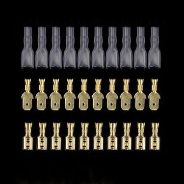 Imagem de 200 peças 2,8 mm 4,8 mm 6,3 mm conectores de fio pá isolados fêmea e macho conjunto de terminais de crimpagem de cabo elétrico terminal de crimpagem (4,8 mm)