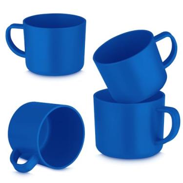 Imagem de Conjunto 4 Xícaras de Plástico Reciclável para Micro-ondas – 200ml – Sustentável, Leve e Reutilizável (Cor Única) (Azul)