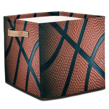 Imagem de hongjinglin Cestas de armazenamento de cubos dobráveis abstratas de basquete esportivas, caixas dobráveis com alças, organizador de tecido, cesto organizador para berçário, sala de estar, quarto