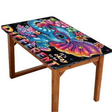 Imagem de hongjinglin Toalha de mesa retangular de 1,8 m elástica ajustada para autismo, linda toalha de mesa retangular, à prova d'água, lavável, protetor de mesa para piquenique, jantar, cozinha, decoração ao