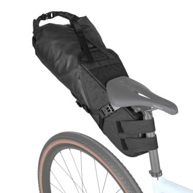 Imagem de Rhinowalk Bolsa de selim de bicicleta rígida impermeável 14L – Bolsa de duas peças para assento traseiro resistente a rasgos, instalação sem parafusos, serve na maioria das bicicletas - preta