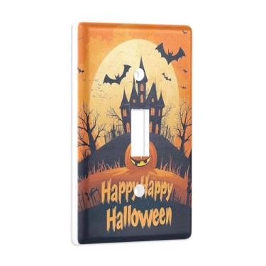 Imagem de Blueangle Capa para placa de parede para interruptor de luz - Happy Halloween Pumpkin Light Switch Cover Decorativa Placa de Parede, Tamanho 1 - Gangue 4,53 x 2,76 polegadas (551)