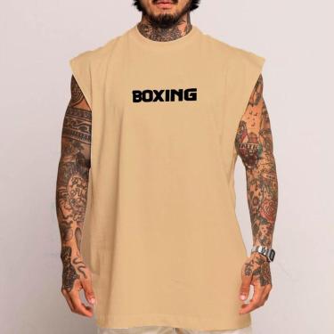 Imagem de Camiseta Regata Longa Oversized Algodão Boxing Logo Minimalista Arte-Unissex